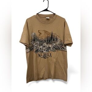 Vintage Alaska Wolf Graphic T-Shirt Anvil USA Made‎ Large